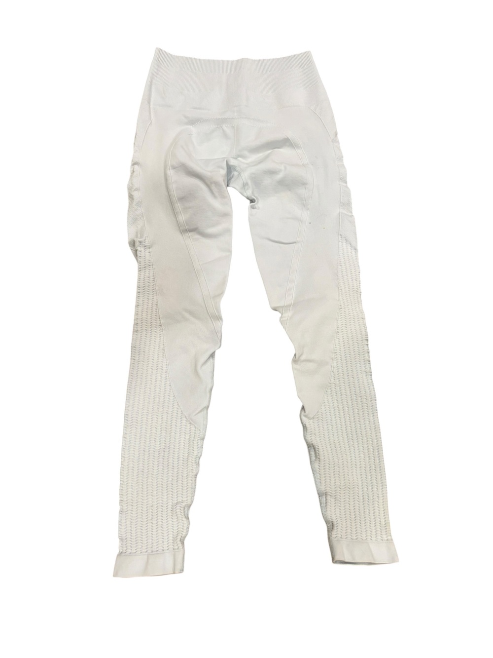 High-Waist White Textured Leggings